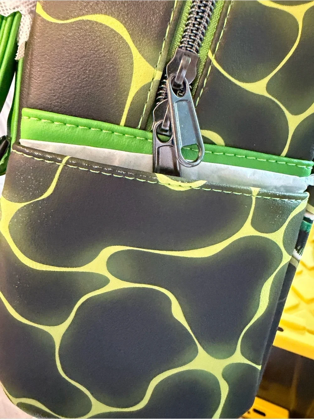 Loungefly Green Black Creature  swamp Graphic Mini Backpack with Yellow Accents